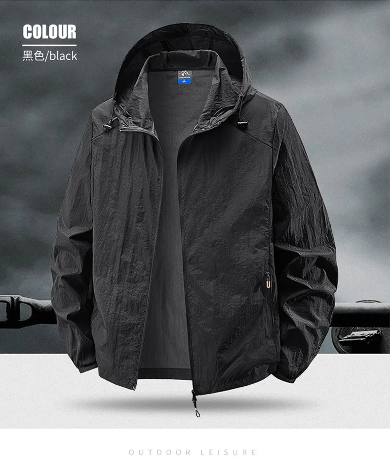 Fast Ship Summer Jackets Men Hooded Windbreaker Coats Camping Sunscreen Clothing Men Ultrathin Fishing Wearing Man Sportswear