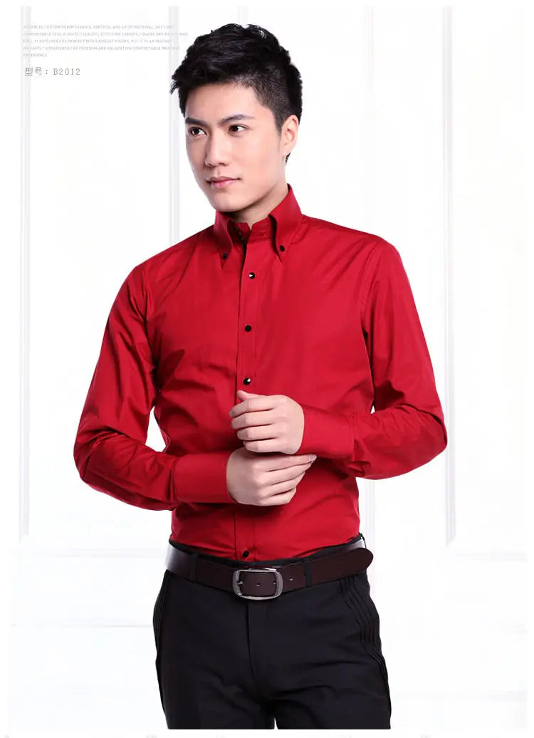 Men's Collared Shirt Long Sleeve Fashion Korean Button-down Casual Shirts Formal Business Dress Shirts Slim Fit Designer Shirts