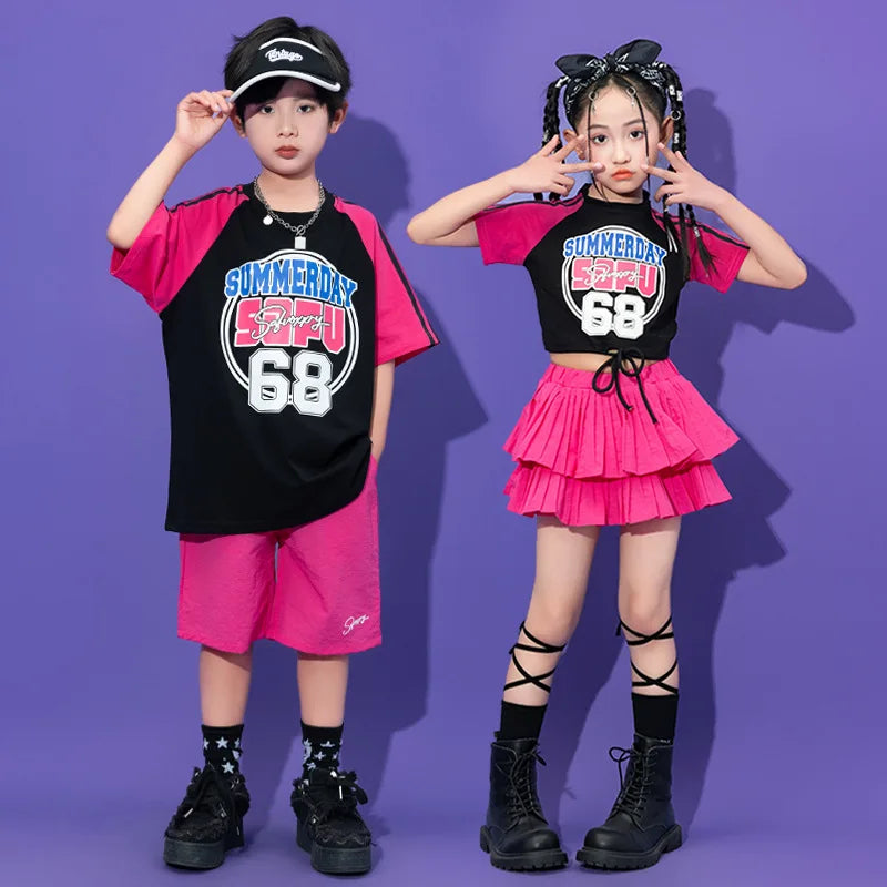 Teenager Kids Hip Hop Dance Costumes For Children Yellow Kpop Hiphop Stage Outfits Girls Boys Jazz Performance Rave Clothes