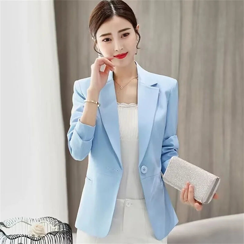 Women's Blazer 2025 Red Long Sleeve Blazers Pockets Jackets Coat Slim Office Lady Jacket Female Tops Suit Blazer Femme Jackets