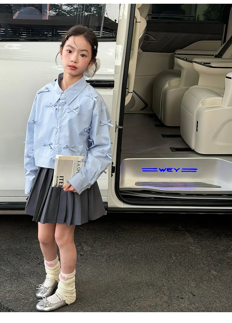Girls' shirts spring clothes girls' big children's Korean style super beautiful children's clothes girls' unique and beautif