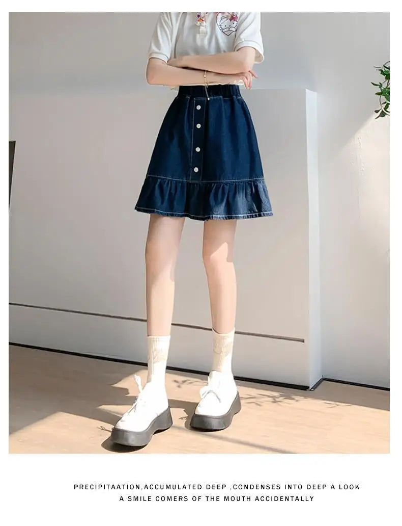 Kids Girls Denim Skirt 2025 New Children Summer Casual Skirts Teenage Girls Blue Jean Skirt Korean Style School Wear Clothes