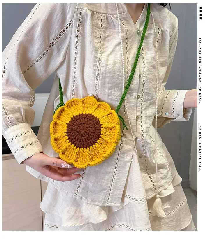 Ladies' Crossbody Bags New Handmade Woven Flower Kawaii Sweet Shoulder Bags High-quality Luxury Brand Crossbody Bags For Girl