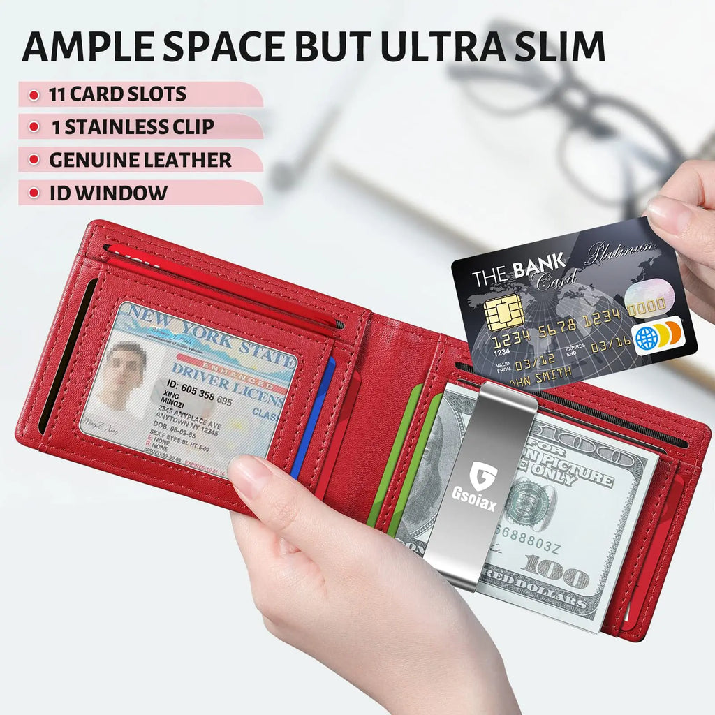 Men'S Multi-Slot Rfid Anti-Magnetic And Anti-Theft Multi-Functional Wallet With US Dollar Card Holder GSOIAX Men's wallet