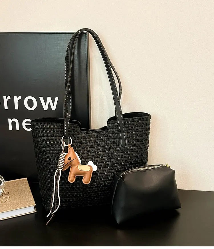 Nylon Shoulder Tote Bag Large Capacity Waterproof for Women Office Shopping Travel Daily