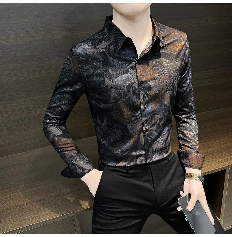 Floral Shirt Man Long-sleeved Spring and Autumn Summer Thin Fashion Floral Men Casual Cardigan