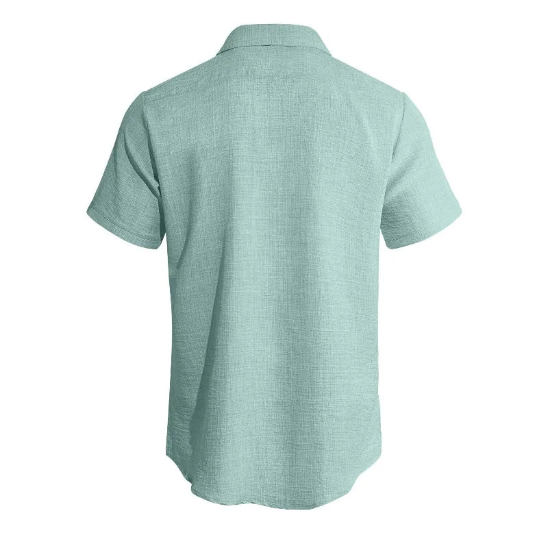 UNITIM Summer Man T-shirt Turn Down Collar Single-breasted Male Top Thin Breathable Short Sleeve Business Casual Men Tees