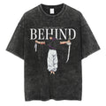 Men Streetwear Vintage Washed Black T-Shirt Anime Graphic T Shirt Oversized Hip Hop Tshirt Harajuku Cotton Tops Tees