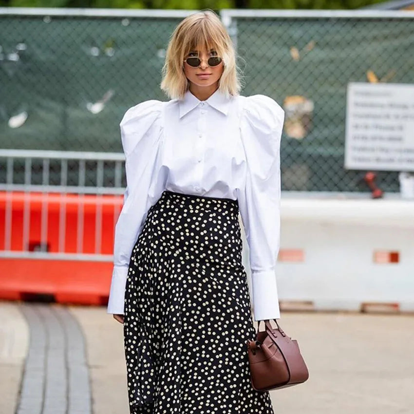 blusas 2022 summer Top female women shirts Women's white shirt Blouses tops puff Long sleeve Chic woman blouse vetement femme