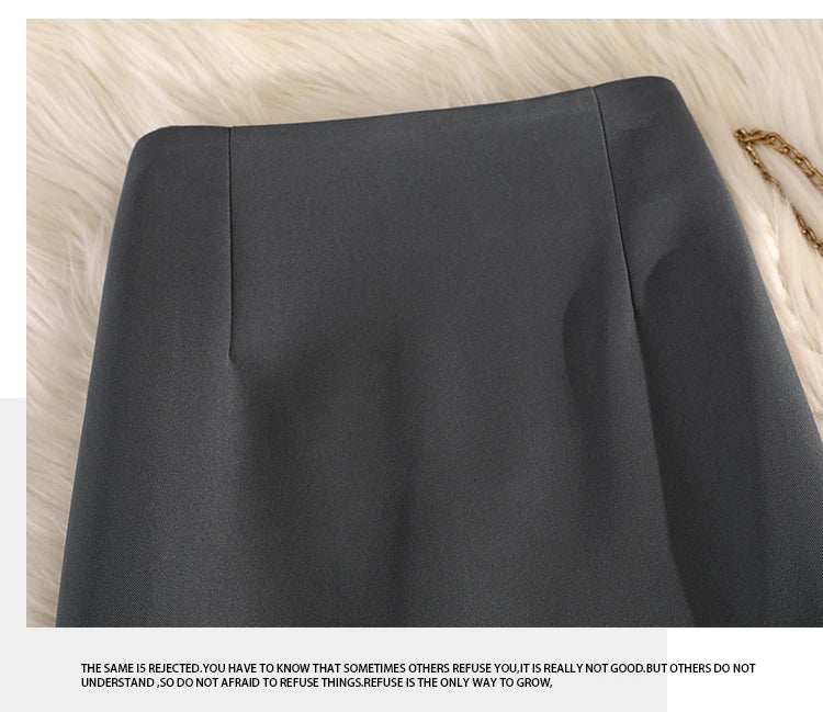 Elegant Office Ladies Work Suit Straight Skirt Women Autumn Winter Korean Fashion High Waist Split Business Midi Long Skirts