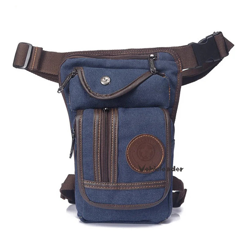 Men's Canvas Drop Leg Bag Motorcycle Multi-purpose Messenger Shoulder Bags High Quality Belt Hip Bum Waist Fanny Pack