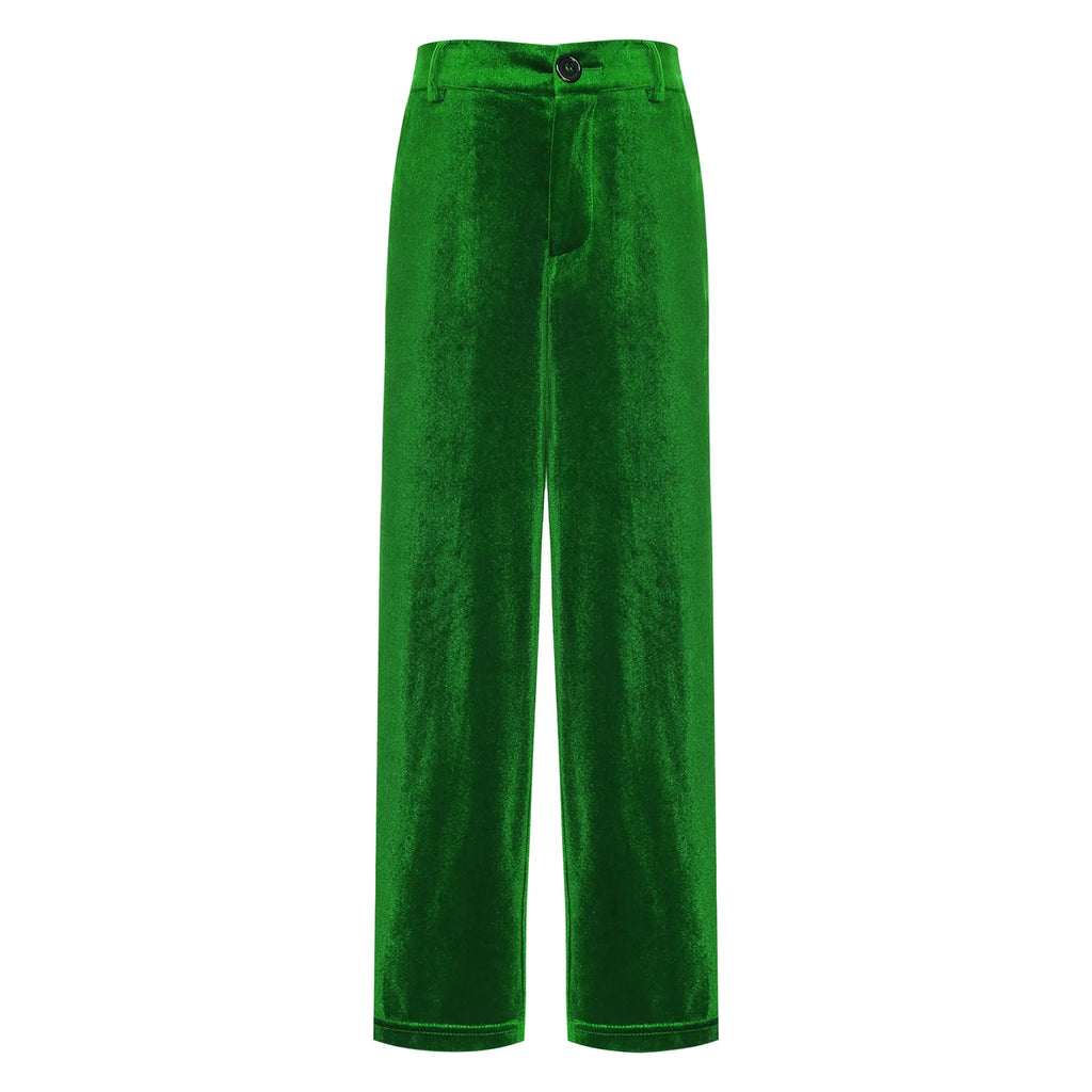 Kids Boys Velvet Pants Gentleman Suit Trousers Christmas Costume Straight Pants for Formal Party Birthday Wedding Child Trousers