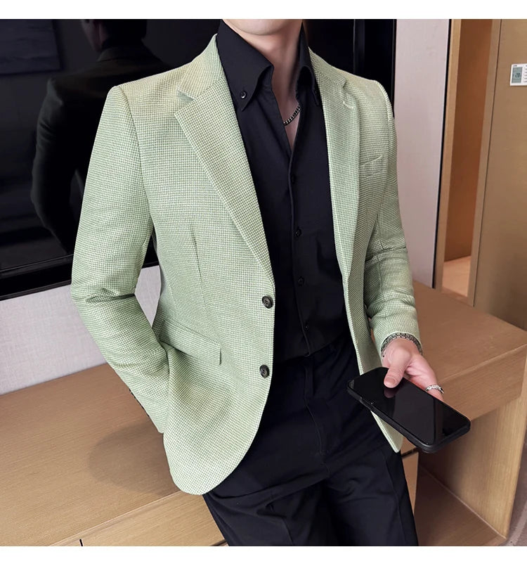 Men Suit Jacket Blazer Hombre High-quality Fashionable and Elegant Men Business Slim Fit Suit Jacket Social Party Formal Jacket