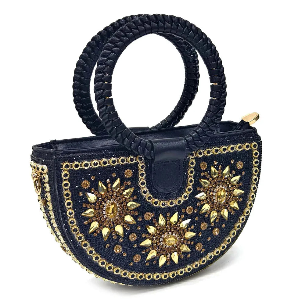 Nigeria Fashion Rhinestone-encrusted Ladies Party Shoes And Special bags High Heels And Dual Purpose Bag Women's Shoes