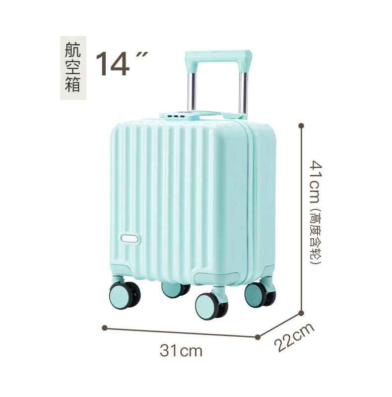 14 Inch Portable Luggage with 3 Extension Handles Carry-On Bag Lightweight Travel Suitcase with Cup And Phone Holder Suitcase