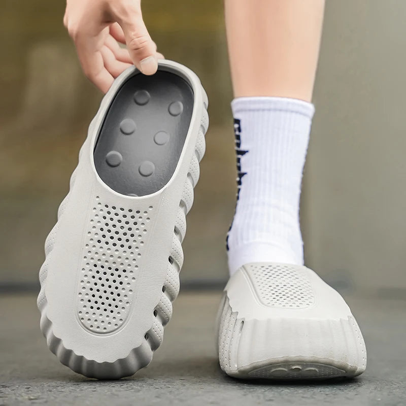 Summer Men Half Slippers Outdoor Breathable Couple Beach Shoes Platform Lightweight Soft Men Sandals Women Garden Casual Shoes