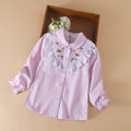 Girls Blouses 100% Cotton White Long Sleeve Autumn Kids Clothes for 8 10 12 Years Embroidery Tops Girls School Shirts