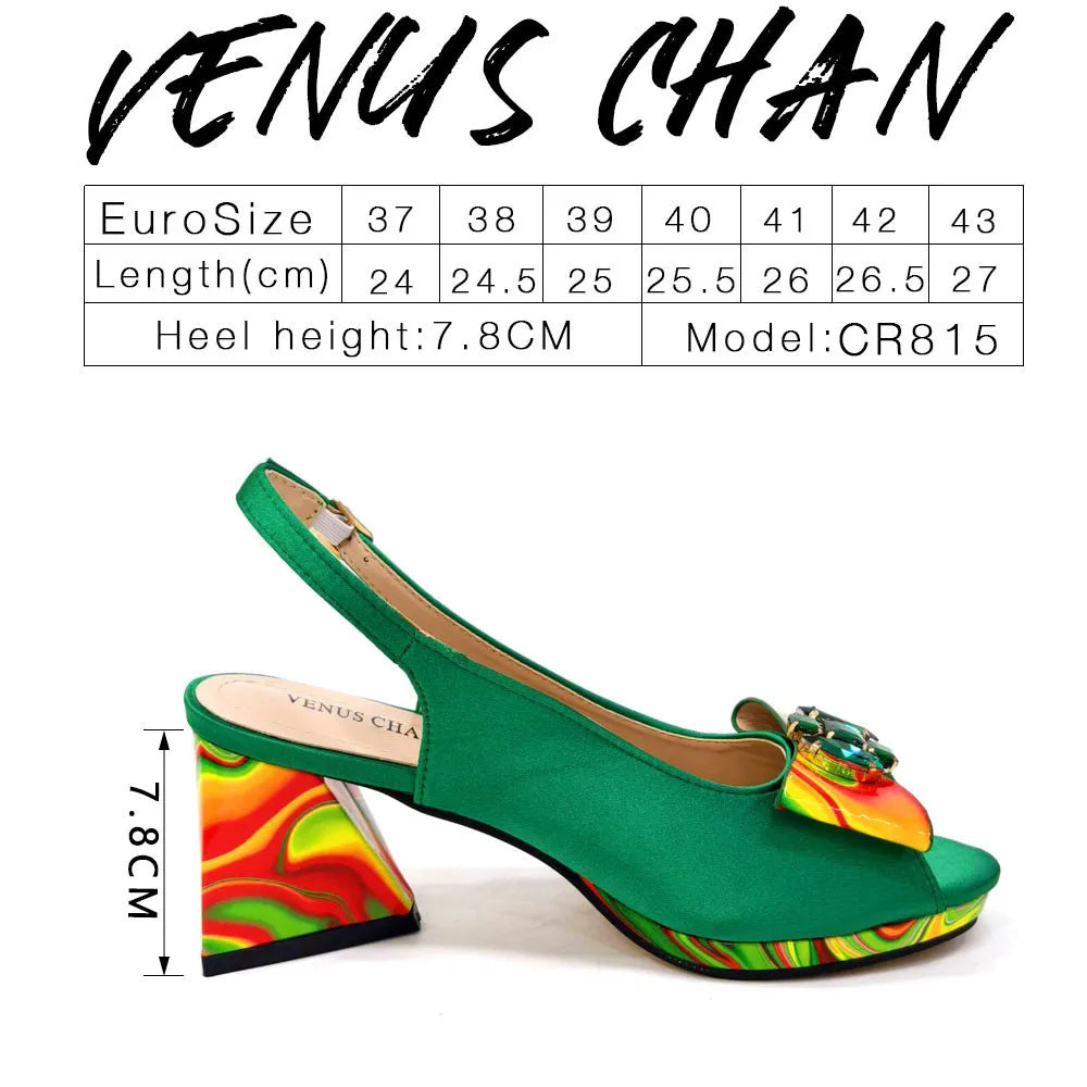 Sandals Woman Summer Ladies Shoes and Bag Decorated with Rhinestone Women Shoe and Bag Set for Party In Women Nigerian Shoe Bag
