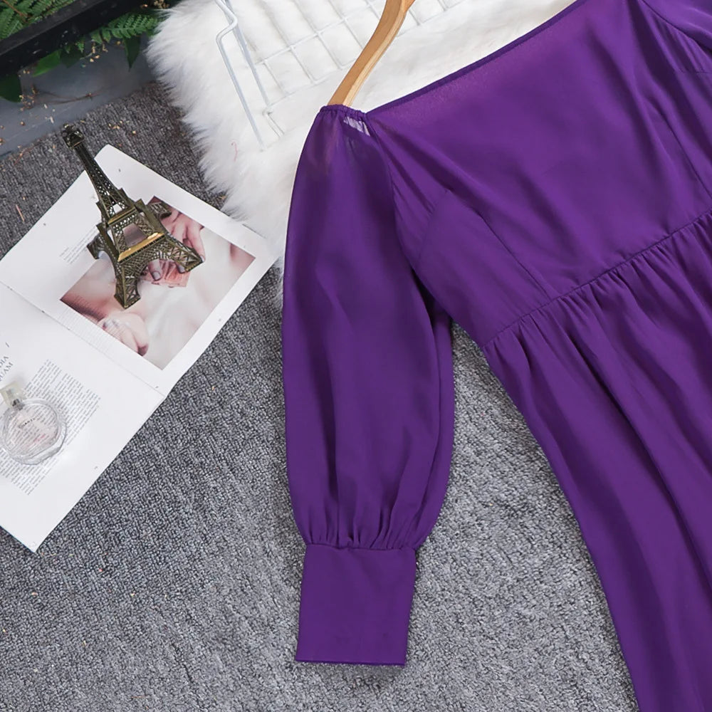 2024 Sexy Evening Dress for Women Party Gown High Waist Tulle Princess Skirt Long Sleeve round Neck Single Piece Spring Summer