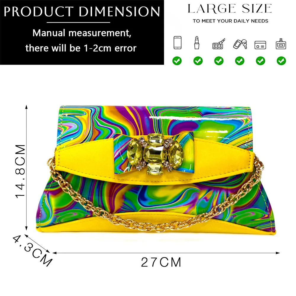 Sandals Woman Summer Ladies Shoes and Bag Decorated with Rhinestone Women Shoe and Bag Set for Party In Women Nigerian Shoe Bag