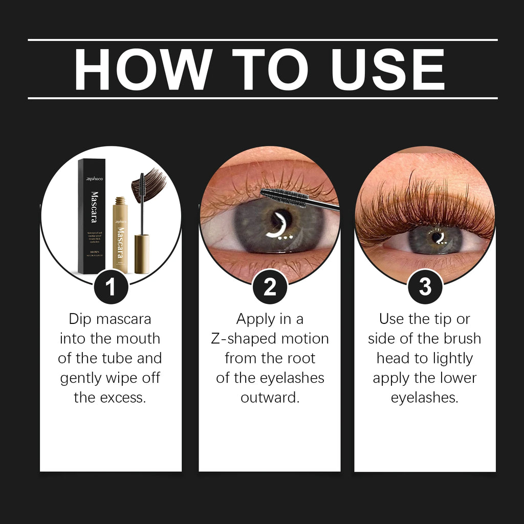 Brown Mascara Natural Curls Long-Lasting Makeup Waterproof Sweatproof Lengthens Eyelashes Anti-Fouling Eye Black Eye Cosmetics