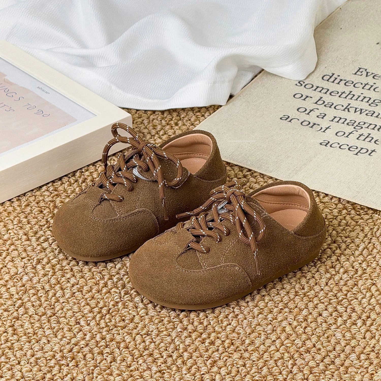 Children's shoes Korean version girls' leather shoes retro Boken shoes new boys' single shoes soft soled baby casual shoes