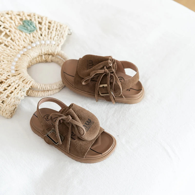 2025 Sandals for Boys Fashion Summer Shoes 3-16 Years Girls Open Toe Matte Pu Leather Shoes Sandals Children Slippers