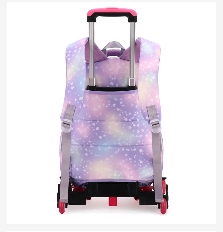 Children School Backpack Set with Wheels Students Bags for Girls Trolley Bag Cute Schoolbag Rolling Wheeled Backpack Child Girl