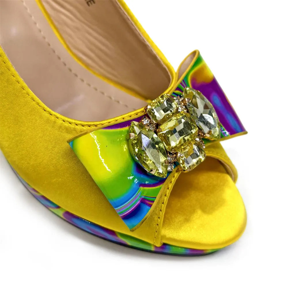 Sandals Woman Summer Ladies Shoes and Bag Decorated with Rhinestone Women Shoe and Bag Set for Party In Women Nigerian Shoe Bag