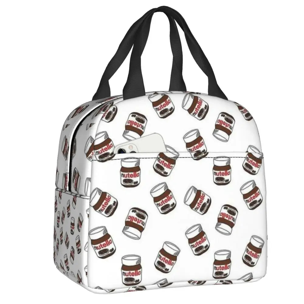 Custom Italy Nutellas Thermal Insulated Lunch Bag Women Portable Lunch Container for Outdoor Picnic Storage Food Box