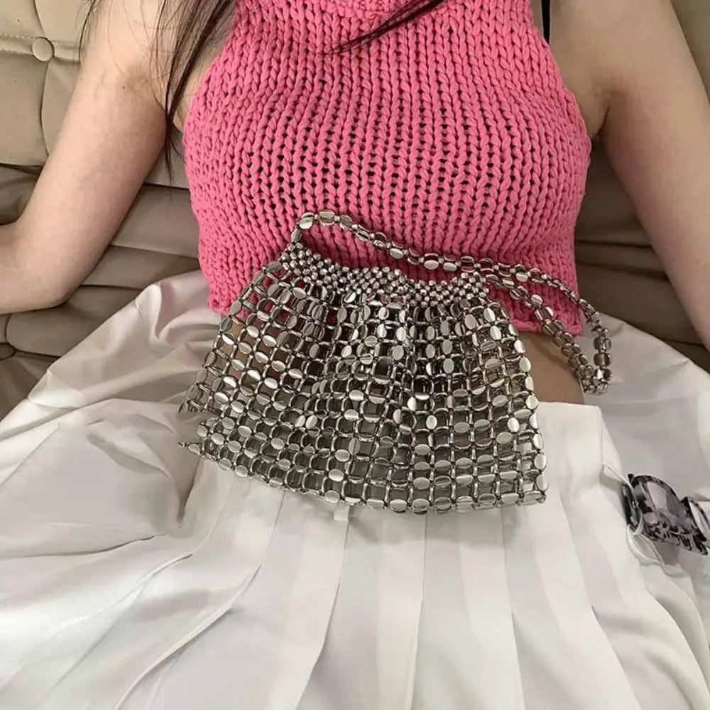 Elegant Sequin Evening Banquet Bag Temperament Underarm Bag Glitter Shoulder Bag Mini Small Purse Silver Shiny Bag Women