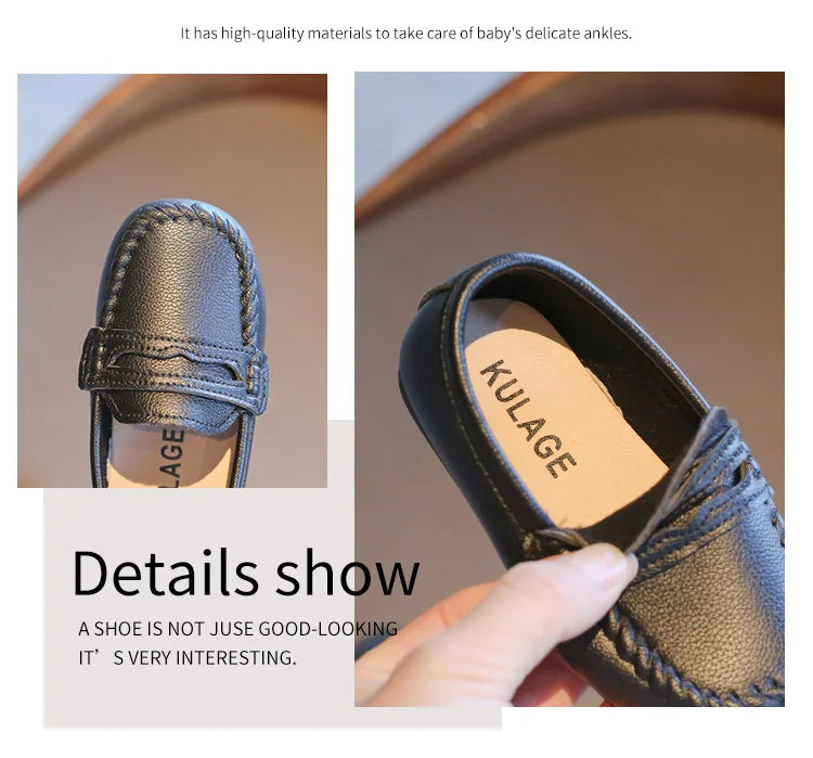Boy Leather Shoe Fashion Solid Color Versatile Kids School Causal Single Shoes Breathable Non-slip Children Slip-on Flat Loafers