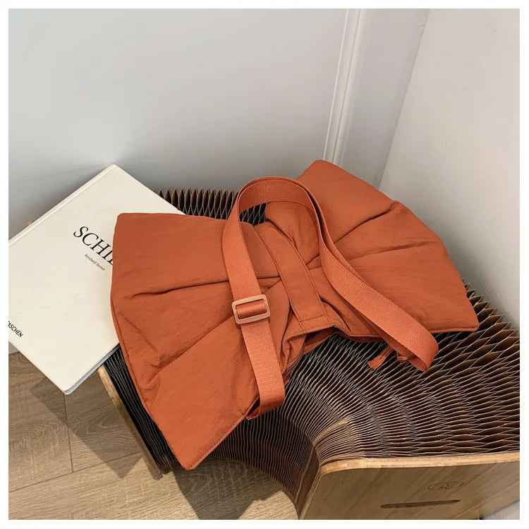 Soft Nylon Women's Portable Shoulder Bag Large Capacity Female Commute Crossbody Bags Simple Design Ladies Tote Purse Handbags