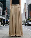 Women's Trousers New Fashion Solid Color High Waist Lace Up Thin Women's Wide Leg Pants Simple Drape Loose Casual Female Pants