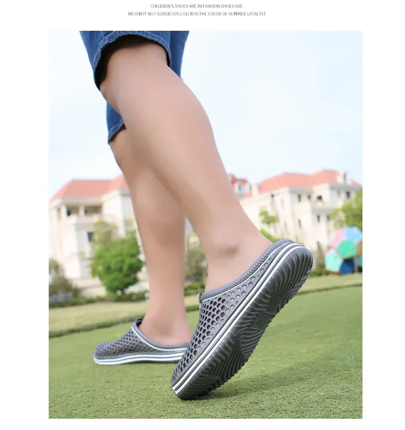 Men Shoes Beach Slippers Unisex Hollow Out Casual Women Beach Sandal Flip Flops Shoes Non-slip Size 36-45 Mens Slippers