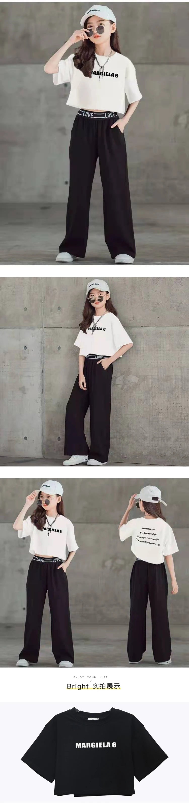 5 6 7 8 9 10 11 12 13 14 Years Summer Teen Girls Clothing Sets Children Fashion Letter Tops + Pants 2Pcs Outfits Kids Tracksuit