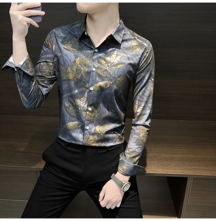 Floral Shirt Man Long-sleeved Spring and Autumn Summer Thin Fashion Floral Men Casual Cardigan