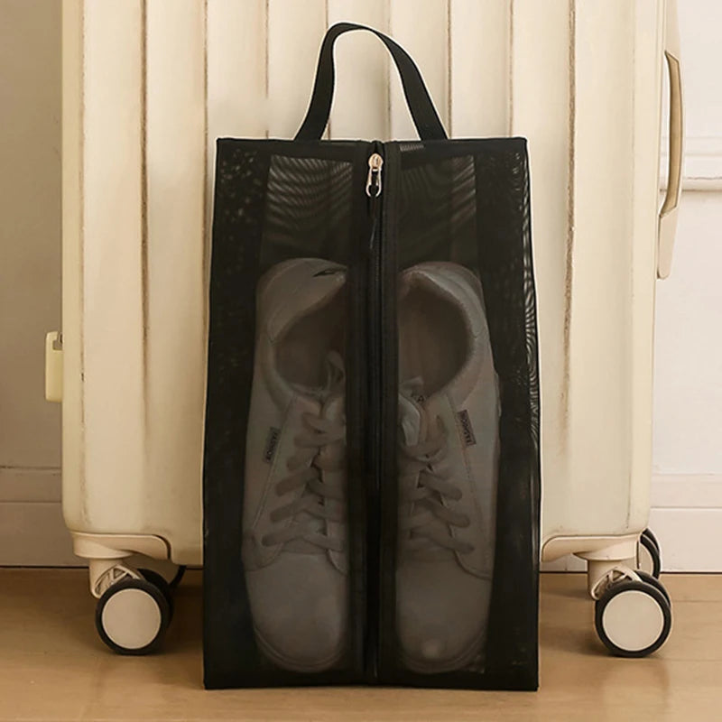 1pcs Nylon Travel Shoe Bags with Zipper Closure for Men Women Breathable Shoe Organize Storage Bags Makeup Laundry Bag