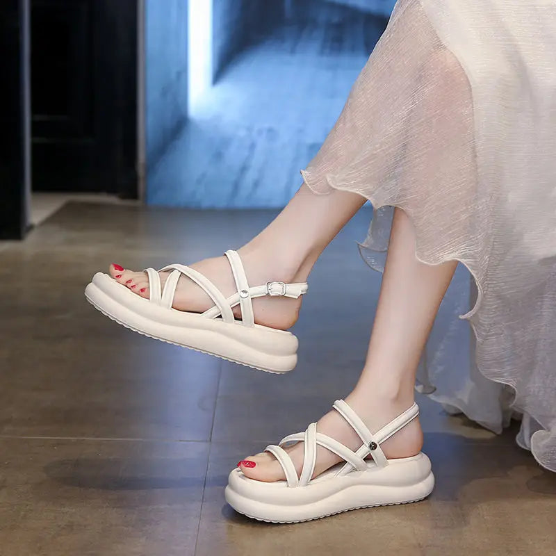 Woman Shoes Brown Sabot Platform Beach Sandals for Women Roman Style Sales Luxury Summer Sale Sandal Wholesale Shoe Asian Size