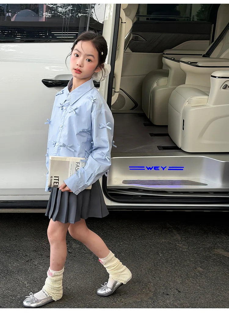 Girls' shirts spring clothes girls' big children's Korean style super beautiful children's clothes girls' unique and beautif