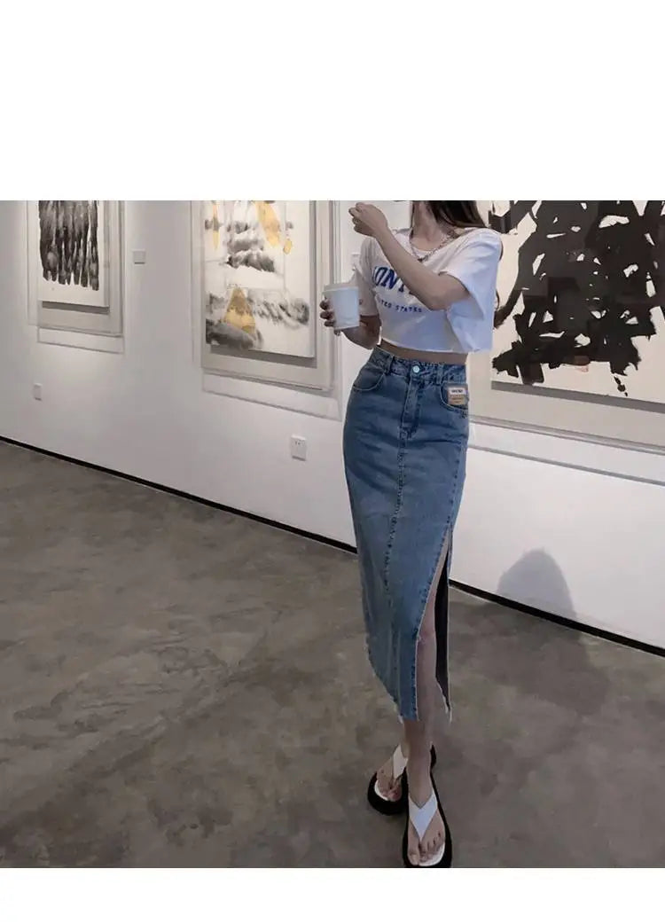 Womens Skirt Formal Clothing Maxi Skirts for Woman Jeans Denim Long Pencil Office Zipper Cheap Y2k Trend Harajuku A Line Stylish