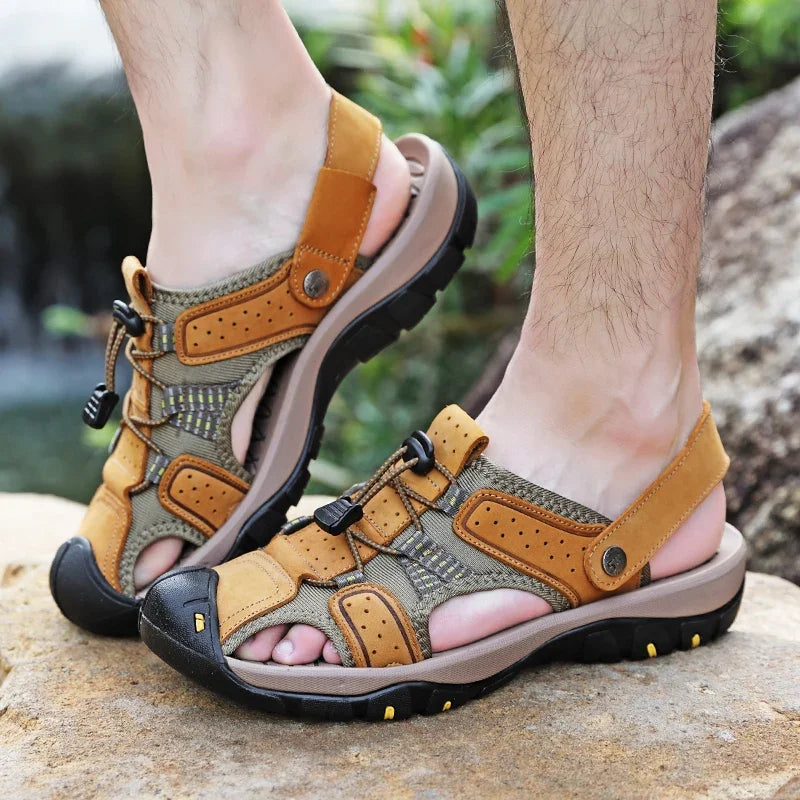 2023 Men Summer Sandals Leather Outdoor Beach Shoes Pure Handmade Shoes Fashion Big Size Slippers Men Luxury Casual Shoes