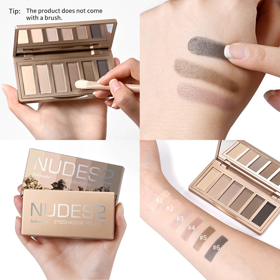 Nudes2 Eyeshadow Palette Rich Pigment Neutral Shades Long-Lasting Eye Makeup Blendable Color Matte Nudes Eyeshadow Palette