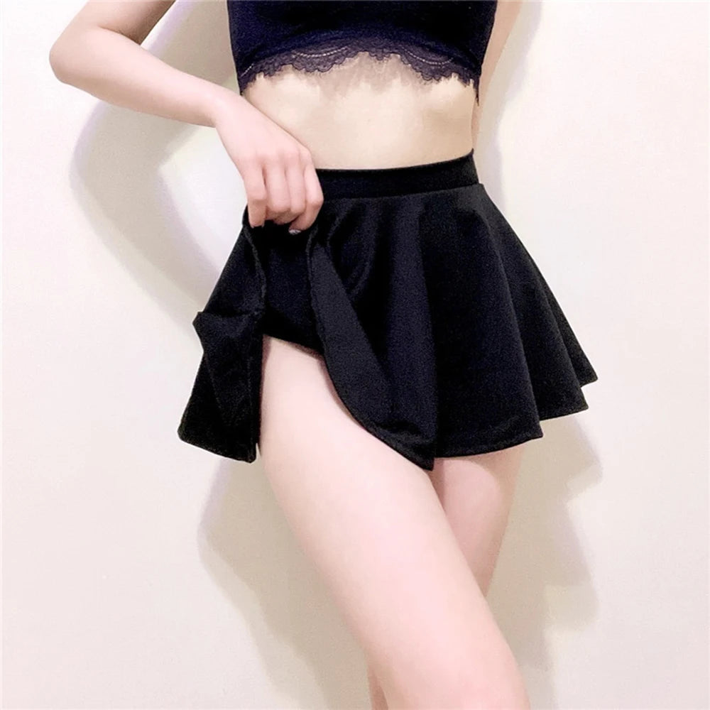 Sexy Micro Mini Skirts for Women Basic Black Shorts Pleated Skirt Girls Dance High Waist A-Line Pleated Skirts