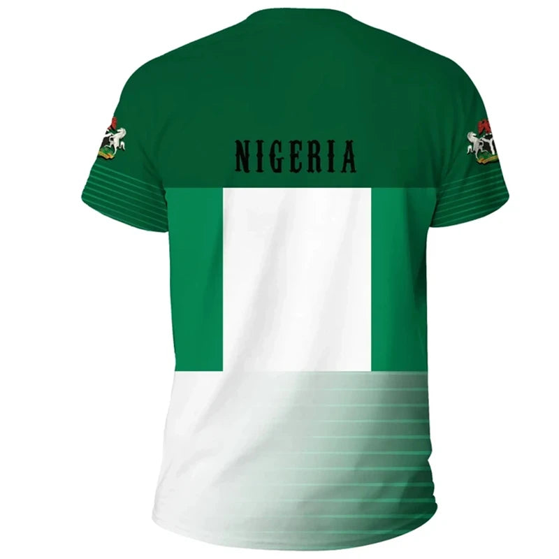 Nigeria Flag Men's T-shirts Nigerian Emblem Graphic Print Africa Clothing Ropa Hombre Summer Oversized Short Sleeve Male Tops