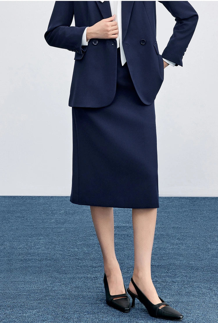 SENTUBILA Office Wear Straight Skirt 2026 Autumn New Arrival Slit Midi Skirt Elegant Office Lady Clothing 153QF2300