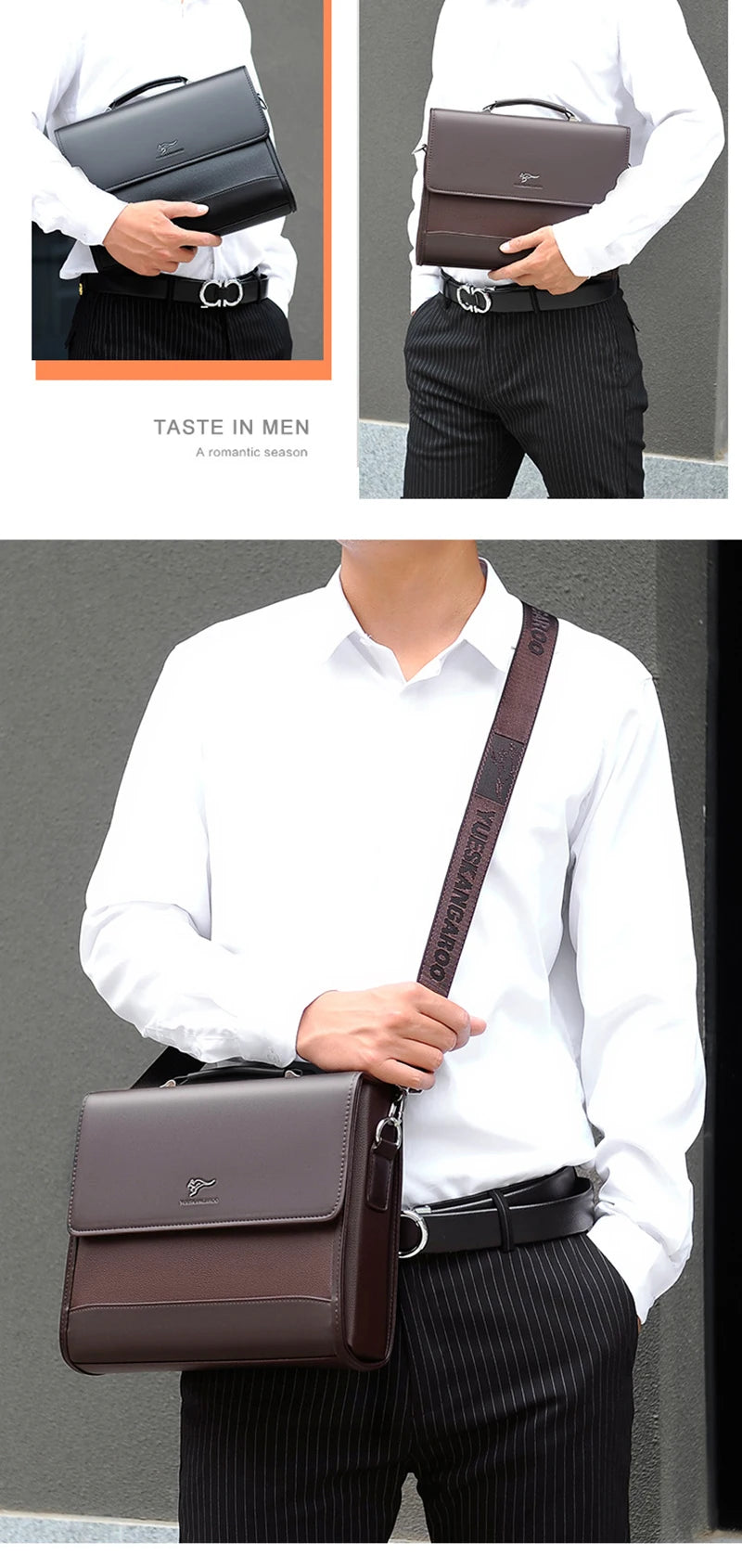 Executives Briefcase For Men PU Leather Designer Business Fashion Handbag Shoulder Messenger Male Organizer for Documents Bag