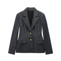 HH Women Denim Blazer Coat Single Breasted Long Sleeve Lapel Suit Jacket With Pockets Female 2025 Spring New Fashion Outwear