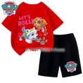 Summer Beach Wear For Kids PAW Patrol Boys Two Piece Outfits Short Sleeve Tops Shorts Children Casual Clothing Sets