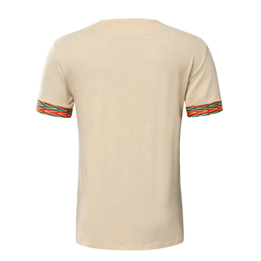 2026 Men's African Traditional Clothing Men Dashiki Short Sleeve T-shirt Fashion V-neck Printed Ethnic Style Casual Tops for Men